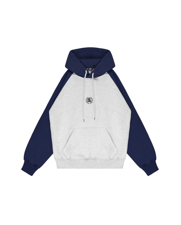 BLUZA KANGURKA REGLAN SZARY/GRANATOWY DBL1379